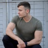 Khaki V-neck Military