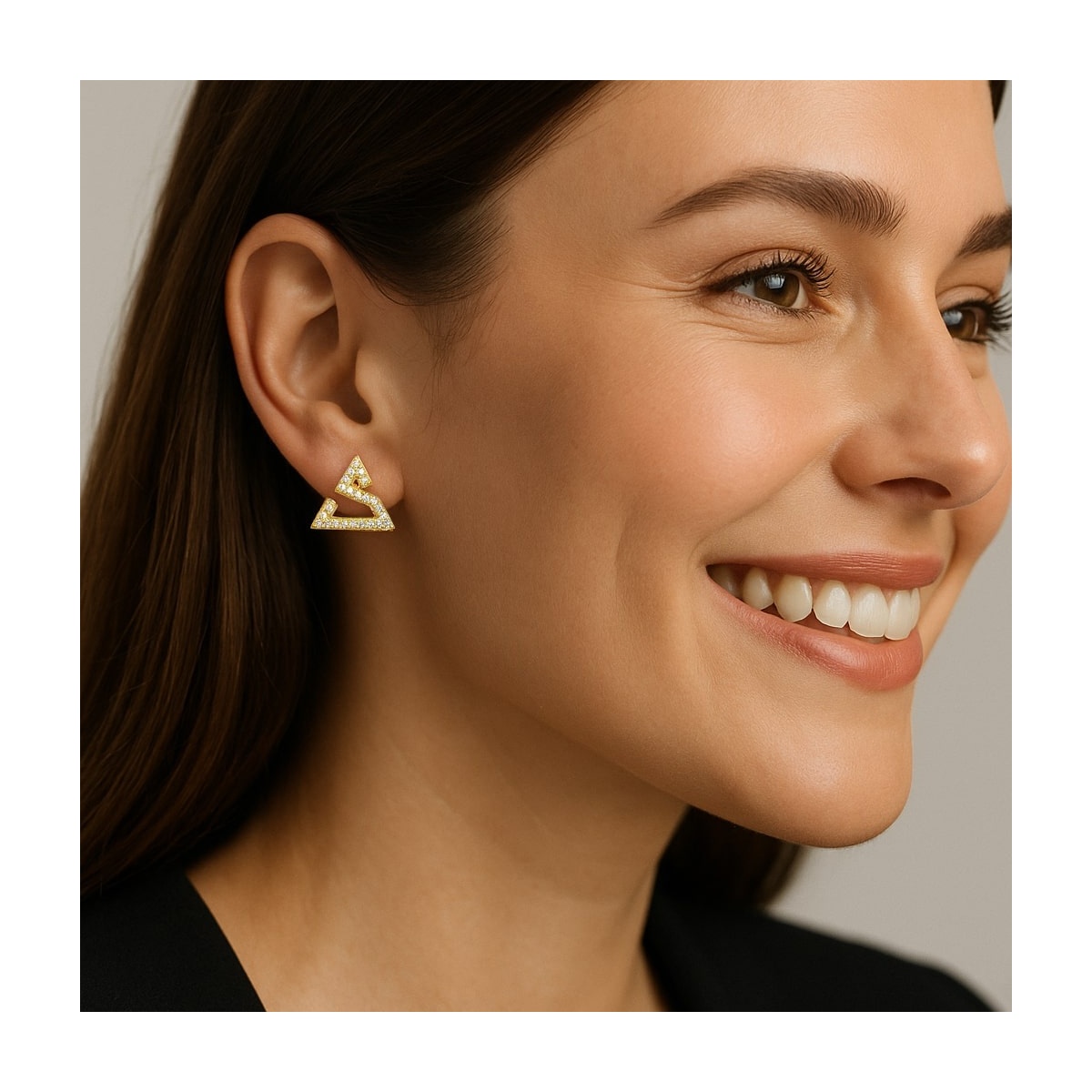 Złote kolczyki Etna Harmony z diamentami