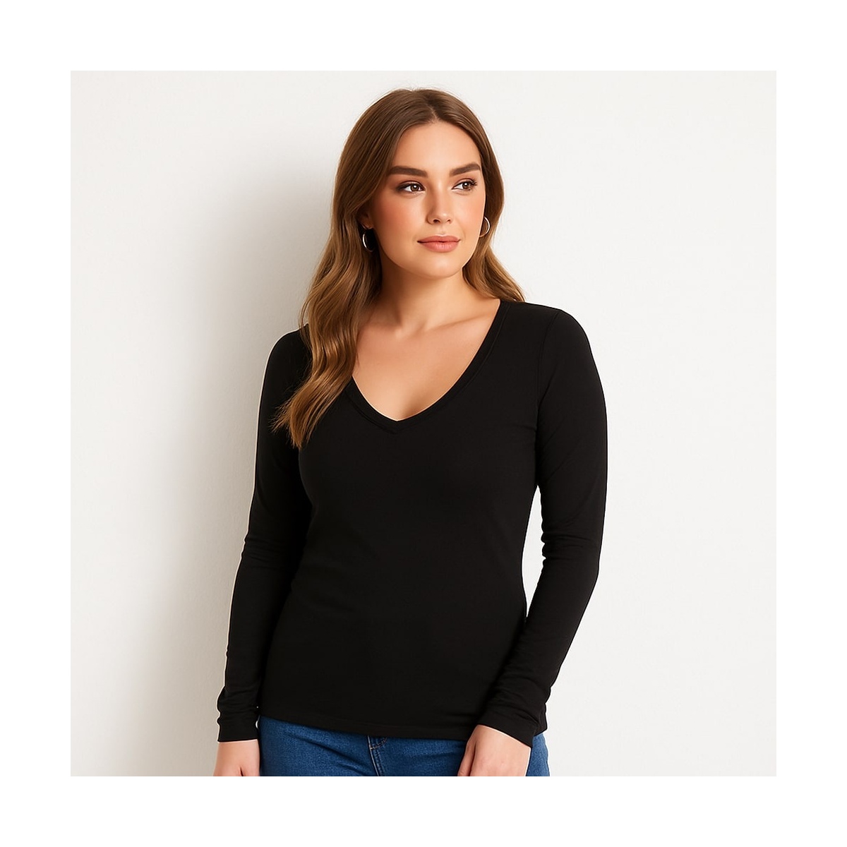 Czarny v-neck Amira Long